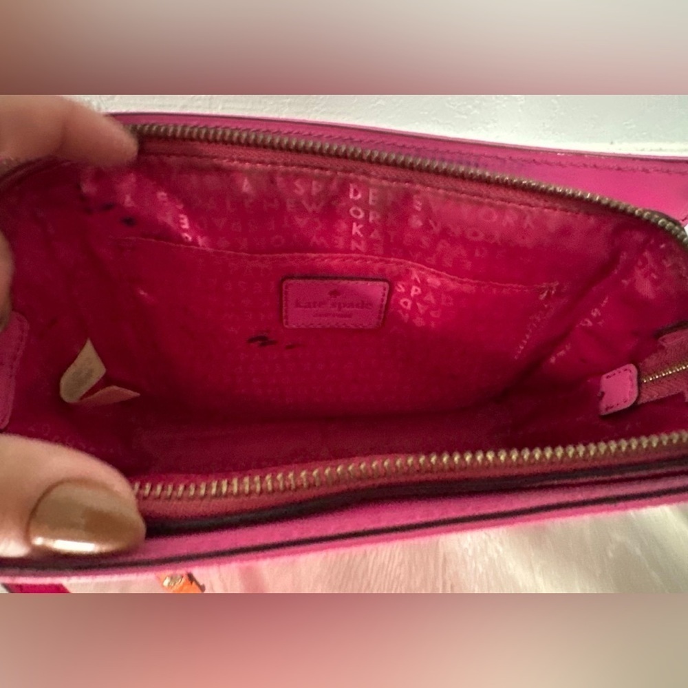 Kate Spade Adelia LEATHER Crossbody Bgnvl/Cbon Pink Shoulder Bag - Picture 5 of 6